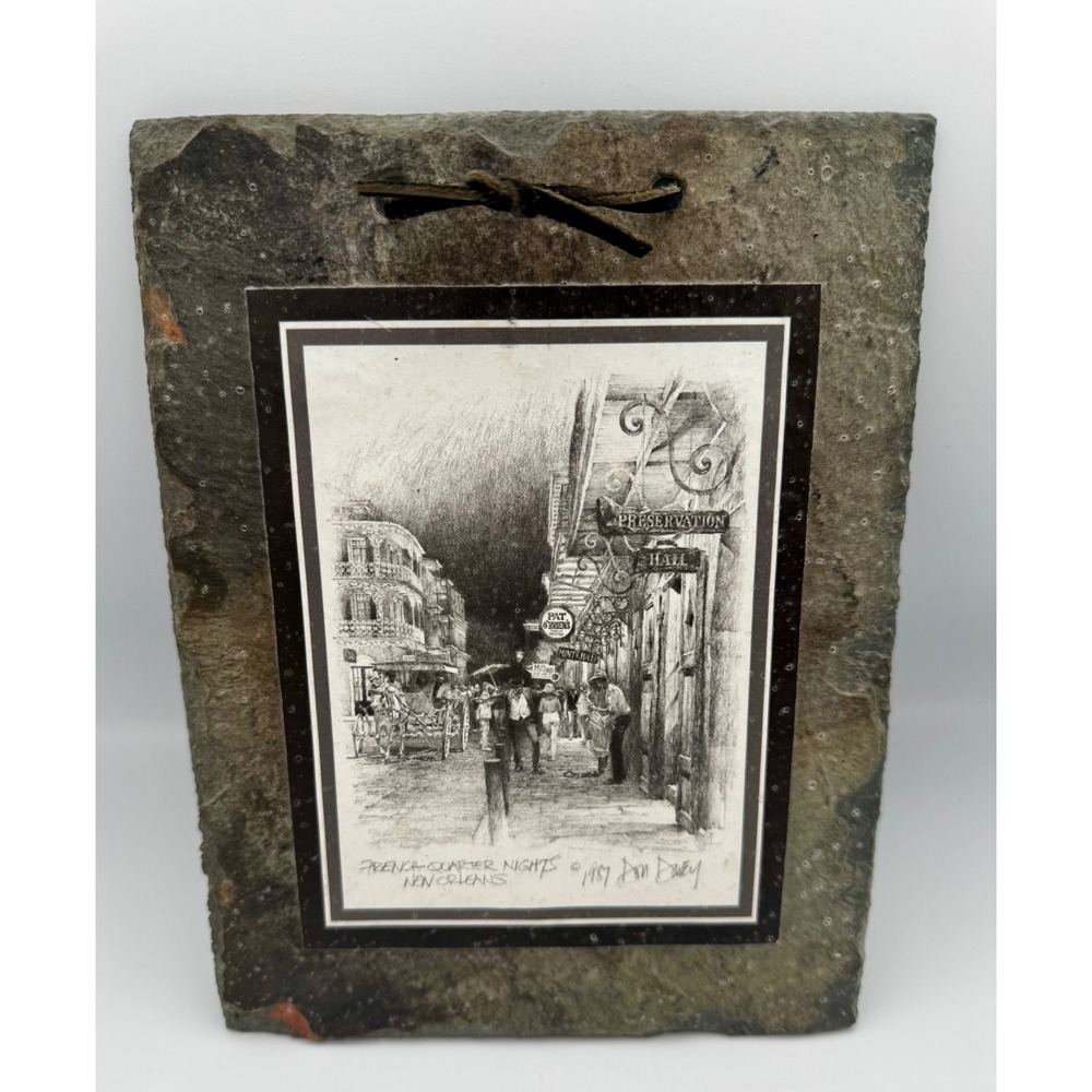 Vintage Don Davey 1987 "French Quarter Nights" New Orleans Slate Art